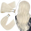 Picture of Ugeat Blonde I Tip Hair Extensions Human Hair 14Inch Itip Keratin Hair Extensions #60A Platinum White Blonde 100% Natural Hair Extensions 40Gram Pre Bonded Human Hair Extensions