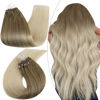 Picture of Ugeat Microlink Hair Extensions 22 Inch Balayage Light Brown to Blonde Micro Loop Extensions Real Human Hair #8A/60 Micro Ring Fusion Hair Extensions 50 Grams