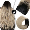 Picture of Moresoo Human Hair Extensions Seamless Clip in Remy Balayage hair Black to Blonde Hair Extensions Tape Clip in Natural Long Thick Hair PU Weft(22inch 120g 7pcs)