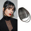 Picture of Bangs Hair Clip in Bangs Human Hair for Women Wispy Bangs Fringe with Temples Hairpieces Clip on Air Bangs Flat Neat Bangs Hair Extension for Daily Wear (Natural Black)