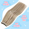 Picture of Sunny Tape in Hair Extensions Human Hair Ash Blonde Real Tape in Extensions Ash Blonde Highlights Bleach Blonde #18/613 Tape in Human Hair Extensions Blonde Invisible Seamless 20inch 50g 20pcs