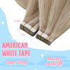 Picture of Sunny Tape in Hair Extensions Human Hair Ash Blonde Real Tape in Extensions Ash Blonde Highlights Bleach Blonde #18/613 Tape in Human Hair Extensions Blonde Invisible Seamless 20inch 50g 20pcs