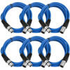 Picture of Seismic Audio - SAXLX-10-6 Pack of 10' Blue XLR Male to XLR Female Patch Cables - Balanced - 10 Foot Patch Cords