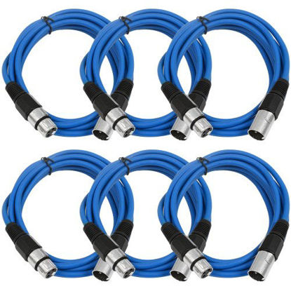 Picture of Seismic Audio - SAXLX-10-6 Pack of 10' Blue XLR Male to XLR Female Patch Cables - Balanced - 10 Foot Patch Cords