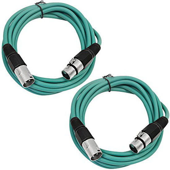 Picture of SEISMIC AUDIO - SAXLX-6-2 Pack of 6' XLR Male to XLR Female Patch Cables - Balanced - 6 Foot Patch Cord - Green and Green