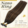 Picture of Sunny Nano Ring Real Hair Extensions Brown Ombre Human Hair Nano Tips Hair Extensions Darkest Brown to Medium Brown Balayage Nano Hair Extensions Natural Hair Ombre 50g 16inch