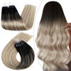 Picture of Ugeat Micro Ring Hair Extensions Human Hair 20 Inch #1B/18/60 Black to Blonde Balayage Micro Loop Human Hair Extensions 50Grams Micro Bead Extensions Real Human Hair Straight