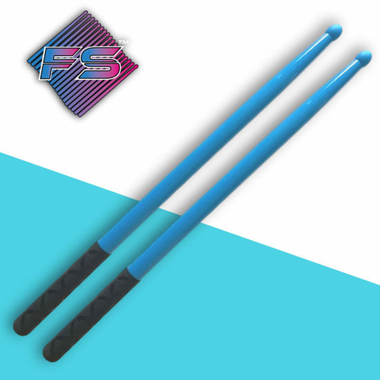 Picture of FITSTIX Drumsticks for Fitness & Aerobic Workout Classes, Drum Sticks, Strong and Light Weight design make a fun addition to any exercise routine or class. (BLUE + FITGRIPS)