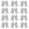 Picture of 12 PCS 8" Large Glitter Cheer Bows Silver Girl Hair Bows Sparkly Cheerleading Softball Team Bow Hair Accessories for cheerleaders football Competition Sports