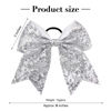 Picture of 12 PCS 8" Large Glitter Cheer Bows Silver Girl Hair Bows Sparkly Cheerleading Softball Team Bow Hair Accessories for cheerleaders football Competition Sports