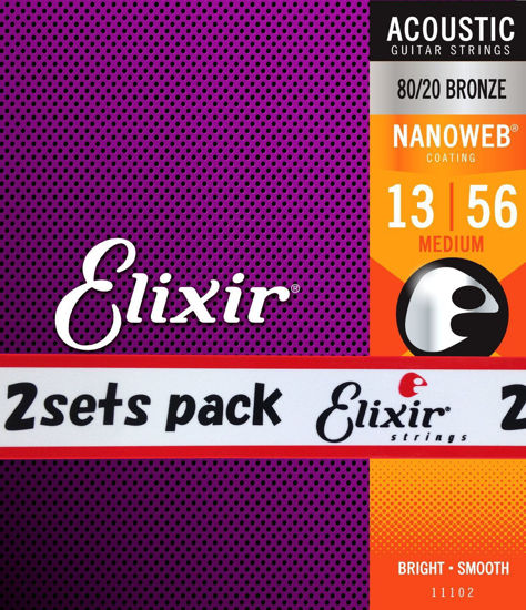 Picture of Elixir Medium Nanoweb Acoustic Guitar Strings 2-Pack