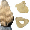 Picture of Bleach Blonde #613 Human Hair Clip in Extensions 15 Inch Short Straight Fine Remy Hair Clip on Extensions for Full Head 70grams 7pcs