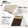 Picture of Moresoo White Blonde Hair Extensions Tape in Remy Hair 10 Inch Human Hair Extensions Tape in #60A White Blonde Tape in Straight Hair 20pcs Adhesive Tape ins 30g