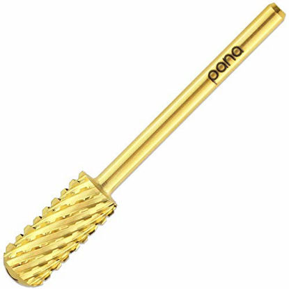 Picture of PANA Smooth Top Small Barrel 3/32" Shank Size - (Gold, 2X Coarse Grit) - Fast remove Acrylic or Hard Gel Nail Drill Bit for Manicure Pedicure Salon Professional or Beginner