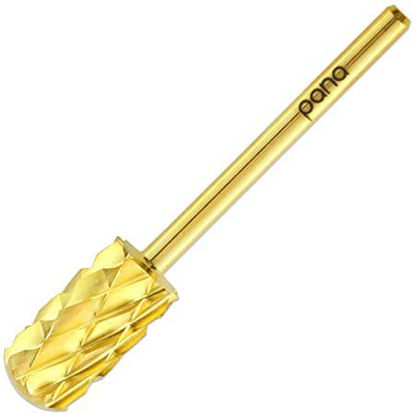 Picture of PANA Smooth Top Large Barrel 3/32" Shank Size - (Gold, 5X Coarse Grit) - Fast remove Acrylic or Hard Gel Nail Drill Bit for Manicure Pedicure Salon Professional or Beginner