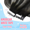 Picture of Sunny Tape in Hair Extensions Human Hair Black Ombre Hair Tape in Extensions Real Human Hair Natural Black Ombre Silver Grey Balayage Tape on Hair Extensions Black Ombre 22inch 20pcs 50g