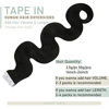 Picture of Sunny Wavy Tape in Hair Extensions Black #1B Body Wave Human Hair Tape in Extensions Black Curly Hair Extensions Tape in Invisible Remy Straight for Women 18inch 20pcs 50g