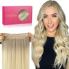 Picture of WENNALIFE Wire Hair Extensions, 14 inch 75g Ash Blonde to Golden Blonde and Platinum Blonde Remy Hair Extensions Invisible Transparent Wire Fish Line Hair Extensions Straight Real Human Hair Extensions