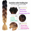 Picture of SHUOHAN 6 Packs Kanekalon Ombre Jumbo Braiding Hair Extensions 24 Inch High Temperature Synthetic Fiber Hair Extension for Box Braids Crochet Braids Braiding Hair (black to dark brown to light brown)