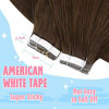 Picture of Sunny Brown Tape in Hair Extensions Human Hair Dark Brown Tape in Remy Hair Extensions for Women Dark Brown Hair Extensions Tape in Skin Weft Tape on Brown Hair Extensions 14inch 50g 20pcs