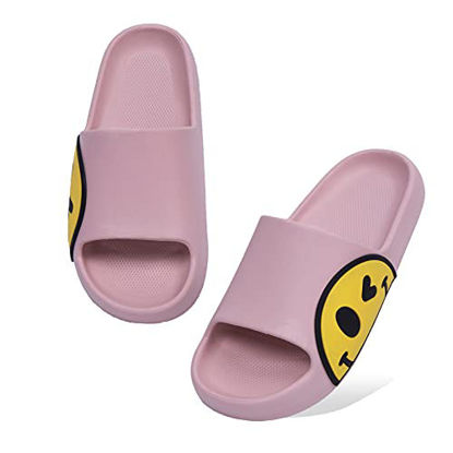 Picture of Sandals for Girls and Boys,Mens Slippers Sandals for Women,EVA Anti-Slip Indoor & Outdoor Kids Slippers Smile Face Open Toe Spa Bath Pool Gym House Casual Shower Shoes(Pink 31/32)