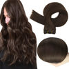 Picture of Full Shine Weft Hair Extensions Human Hair Color 2 Dark Brown Sew in Hair Extensions 20 Inch 105 Grams Weft Bundles Brown Real Hair Wefts Double Weft