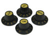 Picture of Dopro 4pcs Black with Gold Cap LP Metric Guitar Witch Hat Knobs Top Hat Knobs for SG Epiphone Les Paul