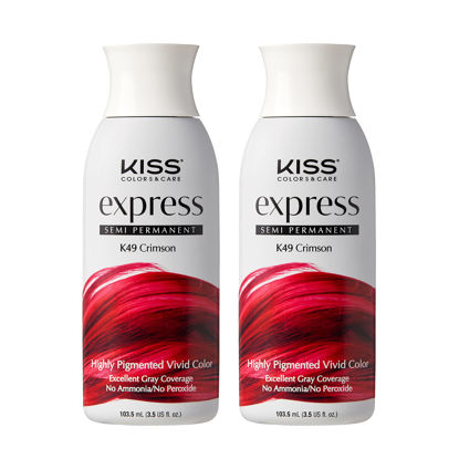 Picture of Kiss Express Semi-Permanent Hair Color 100mL (3.5 US fl.oz) (2 Count, Crimson)