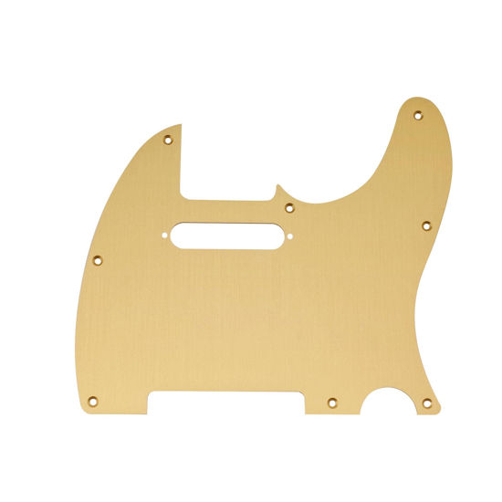 Picture of Musiclily Pro 8 Holes Aluminum Telecaster Pickguard for American/Mexican Fender Standard Tele Style Electric Guitar, Gold Anodized