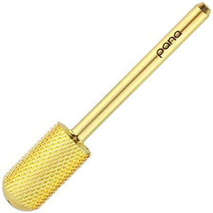 Picture of PANA Smooth Top Large Barrel 3/32" Shank Size - (Gold, Medium Grit) - Fast remove Acrylic or Hard Gel Nail Drill Bit for Manicure Pedicure Salon Professional or Beginner