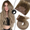 Picture of Moresoo 20 Inch Clip in Hair Extensions Clip in Human Hair Extensions Balayage Colored #8 Light Brown to #16 Golden Blonde 7PCS 120G Full Head Clip in Hair Extensions Human Hair