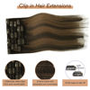 Picture of Honsoo Clip In Hair Extensions Real Human Hair Dark Brown to Chestnut Brown 18in 70g 7pcs Vrigin Hair 9a Hair Natural Hair For Women (18"#2T6P2)