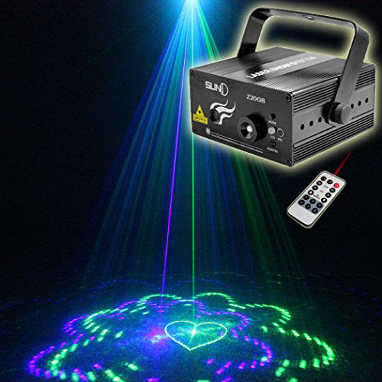 Picture of SUNY Professional Sound Active Remote-Controlled 3 Lens 20 Gobos Effect Red Green Laser Blue LED Projector Stage Light for DJ Disco Family Party Home Decorative Stage Lighting Z20GB