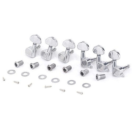 Picture of Musiclily Pro 3+3 Guitar String Tuners Tuning Pegs Keys Machine Heads Set for Les Paul Style Electric Guitar, Half Moon Button Chrome