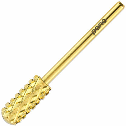 Picture of PANA Smooth Top Small Barrel 3/32" Shank Size - (Gold, 4X Coarse Grit) - Fast remove Acrylic or Hard Gel Nail Drill Bit for Manicure Pedicure Salon Professional or Beginner