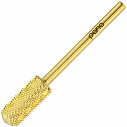 Picture of PANA Smooth Top Small Barrel 3/32" Shank Size - (Gold, Fine Grit) - Fast remove Acrylic or Hard Gel Nail Drill Bit for Manicure Pedicure Salon Professional or Beginner