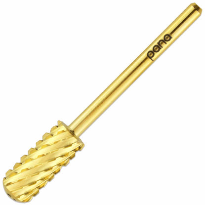 Picture of PANA Smooth Top Small Barrel 3/32" Shank Size - (Gold, 3X Coarse Grit) - Fast remove Acrylic or Hard Gel Nail Drill Bit for Manicure Pedicure Salon Professional or Beginner