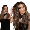 Picture of LAAVOO Brown Balayage Hair Extensions Real Human Hair Tape in Dark Brown Fading to Ash Brown Mix Dark Brown Ombre Tape in Hair Extensions Remy Human Hair 18 inch 20pcs 50g