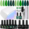 Picture of Morovan Gel Nail Polish Kit with UV Light 6PCS Green Gel Nail Polish Set with Gel Nail Polish Remover Base Top Coat For DIY Nail Art Manicure Nail Remover at Home Salon