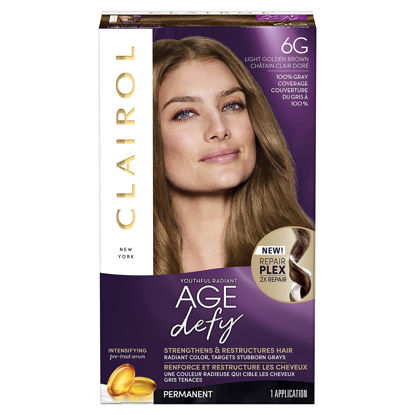 Picture of Clairol Age Defy Permanent Hair Dye, 6G Light Golden Brown Hair Color, 1 Count