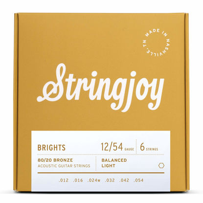 Picture of Stringjoy BB1254 Bright Brass Acoustic Guitar Strings, (Light Gauge - 12-54)