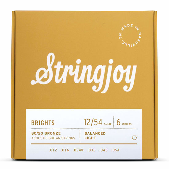 Picture of Stringjoy BB1254 Bright Brass Acoustic Guitar Strings, (Light Gauge - 12-54)