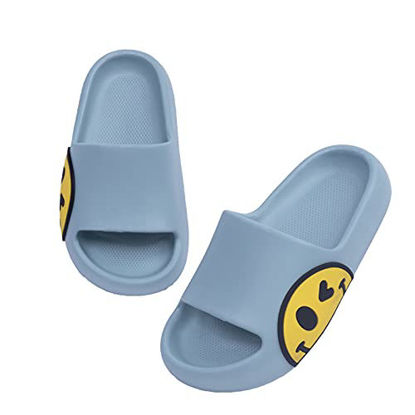 Picture of Sandals for Girls and Boys,Mens Slippers Sandals for Women,EVA Anti-Slip Indoor & Outdoor Kids Slippers Smile Face Open Toe Spa Bath Pool Gym House Casual Shower Shoes(Blue 29/30)