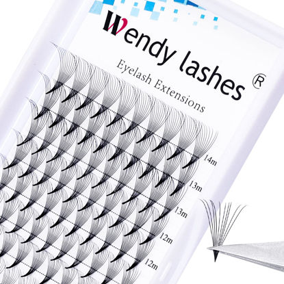 Picture of Premade Volume Eyelash Extensions WENDY LASHES D Curl Premade Fans 10D Short Stem Volume Lashes .07 .10 Thickness 8-18mm Length Supplies(10D-0.07-D, 15mm)