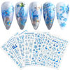 Picture of Christmas Nail Art Stickers 9 Sheets Decals Self-Adhesive DIY Nail Sticker Decals 3D Design Nail Decorations for Christmas Party Women Girls - Blue