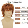 Picture of Wiwige Mens Orange Wig Short Layered Fluffy Natural Wig Synthetic Heat Resistant Halloween Cosplay Wig for Males