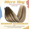 Picture of Sunny Micro Beads Hair Extensions Human Hair Balayage Pre Bonded Micro Loop Extensions Medium Brown Ombre Platinum Blonde Microbeads Hair Extensions Soft Hair 18inch 50g