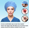 Picture of Working Cap with Button Long Hair, Adjustable Working Hat Ponytail Holder, Tie Back Hats for Women, One Size (2 PACK: Blue Dot)