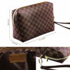 Picture of Checkered Makeup Bag Hand-held Cosmetic Pouch Shell Shape Cosmetic Bags Toiletry Travel Organizer for Women