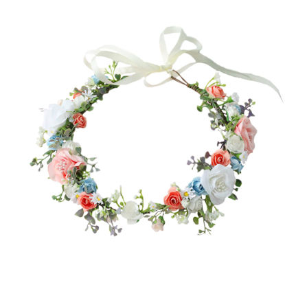 Picture of Wedding Flower Crown Flower Garland Headband Hair Wreath Floral Headpiece Halo Boho Party Prom by Vivivalue